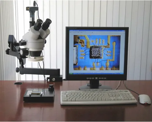 Miniatura 3 de AmScope Microscopio de zoom estéreo trinocular SM-6T, oculares WH10x, aumento 7X-45X, objetivo de zoom 0.7X-4.5X, iluminación ambiental, soporte