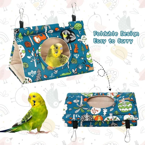Miniatura 4 de Rypet Casa de nido de pájaros cálida para invierno, hamaca colgante de terciopelo, jaula de felpa mullida para pájaros escondidos, cama para dormir