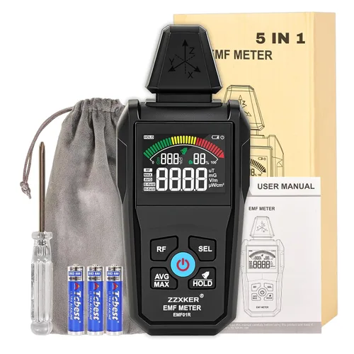 Detector de radiación de medidor EMF, detector de EMF 5 en 1, detector de campo magnético y radiofrecuencia para humedad de temperatura EF MF RF,