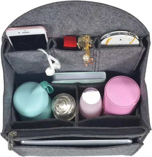 Miniatura 6 de Organizador de mochila de fieltro, organizador de bolso para hombres y mujeres, mochila de mano (gris, grande)