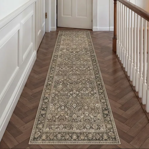 Miniatura 34 de HUGEAR 8x10 Alfombras lavables a máquina color marrón para pasillo, alfombra grande de área interior, alfombra de acento floral, alfombra de pelo