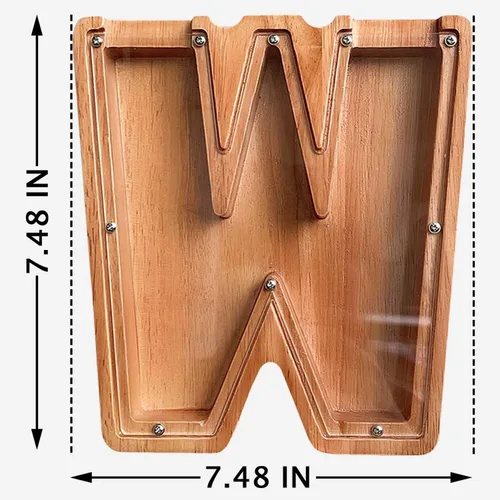Miniatura 6 de Alcancía de madera grande personalizada, 7.5 pulgadas, con ventana acrílica fácil de abrir, caja de ahorro de dinero inicial para niños y niñas