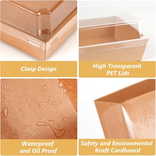 Miniatura 5 de Paquete de 100 Cajas de Charcutería con Tapas Transparentes, 5.5 Pulgadas Mini Envases de Comida para Llevar+200 Palillos para Cóctel+100 Etiquetas