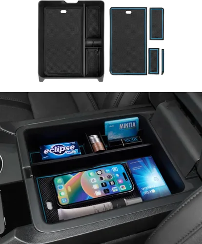 Miniatura 13 de FIILINES Organizador de consola central para Kia K5 2021-2025, bandeja de consola central, caja de almacenamiento de reposabrazos secundario