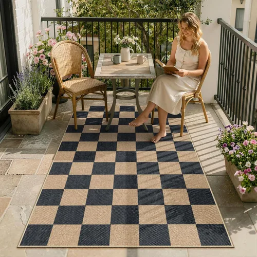 Miniatura 44 de Lahome Alfombra de yute a cuadros fácil 2'x3', alfombra pequeña para entrada, antideslizante, alfombra para la puerta delantera de la cocina