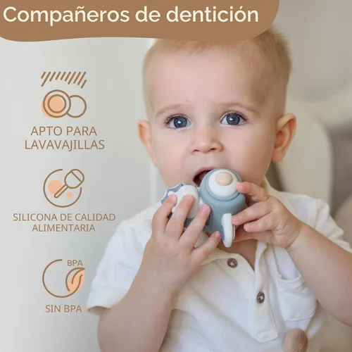 Miniatura 2 de Moonkie Juguetes apilables de dinosaurio para bebés, anillos de silicona de 7 piezas para aliviar la dentición, juguete educativo para bebés y niños