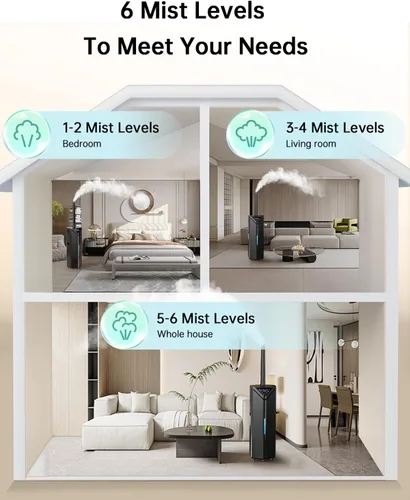 Miniatura 5 de Humidificadores de 5 galones para dormitorio, habitación grande, 2800 pies cuadrados, control remoto y aplicación, humidificador silencioso