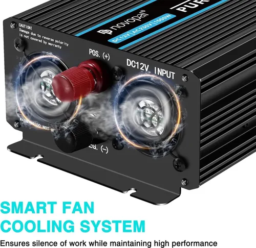 Miniatura 9 de NOVOPAL Inversor de corriente de onda sinusoidal pura de 1000 W, 1000 W, 12 V CC a 110 V 120 V CA, 4 salidas de CA, 1 puerto USB para automóvil, RV