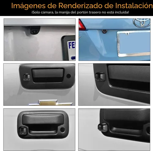 Miniatura 6 de NATIKA Cámara de retroceso/visión frontal, IP69K, impermeable, gran visión nocturna, HD y súper gran angular, de metal, estilo OEM, cámara de Negro