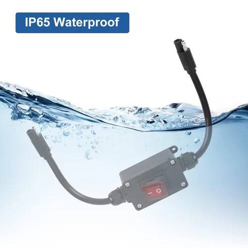 Miniatura 3 de Interruptor de alimentación en línea de 12 V, conector SAE impermeable briidea IP65 con indicador LED retroiluminado, cable de 14 AWG, ideal