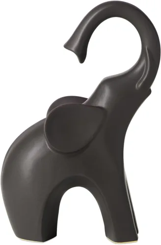 Torre & Tagus Figura de elefante marrón de 8 pulgadas, decoración moderna de elefantes de cerámica y elefante minimalista decoración del hogar para