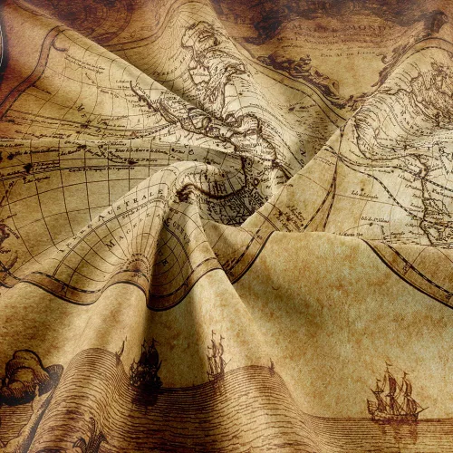 Miniatura 6 de JAWO Tapiz vintage antiguo de mapa del mundo, mapa náutico retro de doble hemisferio para colgar en la pared, mapa del mundo antiguo, arte de pared