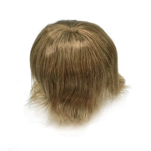 Miniatura 116 de Toupee para hombres nudos blanqueados hombres toupee hairpieces europeo virgen sistema de reemplazo de cabello humano suave encaje francés hombres