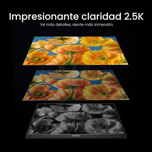 Miniatura 7 de ARZOPA – Monitor portátil 16 pulgadas 2.5K 2560 x 1600 QHD IPS, 123% sRGB, soporte integrado USB-C y HDMI, cuidado visual, segunda pantalla