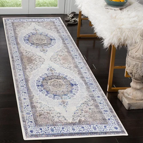 Miniatura 14 de GLN Rugs Bohemian Collection - Alfombra de felpilla lavable a máquina, bohemio vintage, antideslizante, alfombra de felpilla de pelo bajo, alfombra
