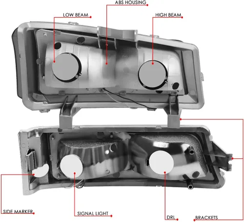 Miniatura 6 de Juego de faros delanteros y defensa DNA MOTORING HL-LB-CSIL03-SM-CL1 con lentes ahumados 3D LED DRL compatible con 03-06 Silverado 1500-3500