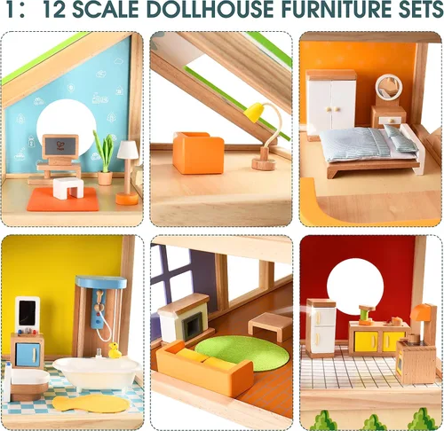 Miniatura 7 de Casa de muñecas de madera "All seasons" amoblada con accesorios para niños de Hape