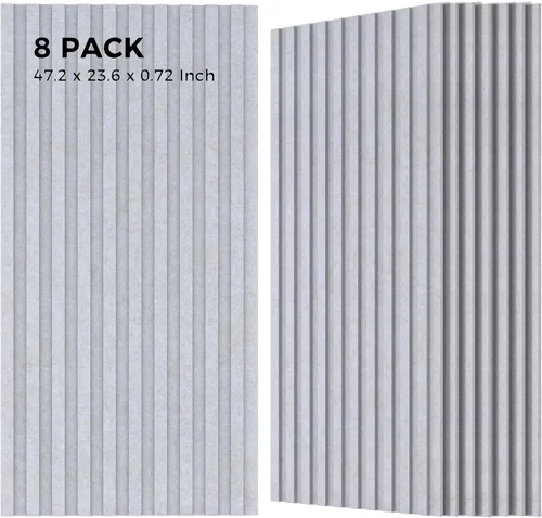 Miniatura 10 de Grandes paneles acústicos bicapa, juego de 4 paneles absorbentes de sonido, paneles a prueba de sonido de 120 cm x 60 cm x 1.8 cm para paredes