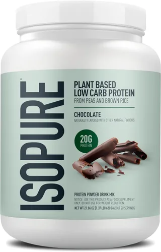 Miniatura 12 de Isopure Proteína en Polvo a Base de Plantas, Sin Lactosa, Sin Gluten, Con Hierro, Sin Sabor, 20 g de Proteína Vegetal por Porción, 1.15 Libras, 20