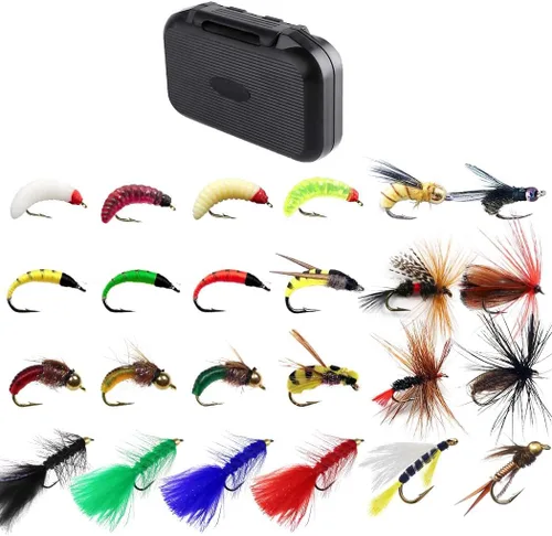 Miniatura 12 de Kit de moscas de pesca con mosca, 40/137 piezas, surtido de moscas secas/húmedas, serpentina para trucha, lubina, pez + caja de moscas