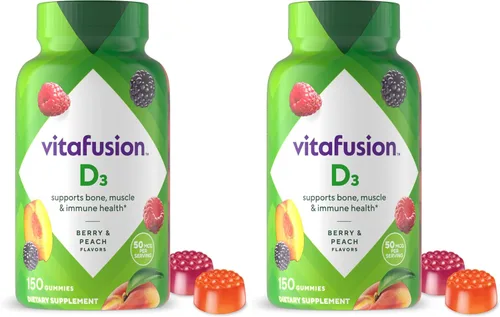 Miniatura 12 de Vitafusion Gomitas de Vitamina D3, Apoyo Óseo e Inmune, Sabor Melocotón, Zarzamora y Fresa, Suplemento de Vitamina D3 en Gomitas de 50 mcg