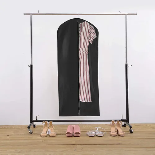 Miniatura 3 de Bolsa de ropa negra, cubierta de vestido de traje para con un panel transparente transparente para una fácil visualización, Negro