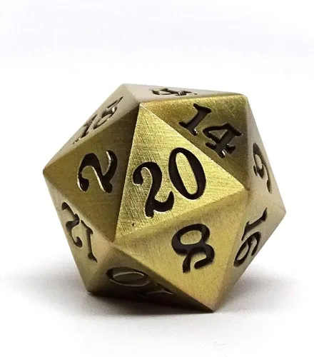 Miniatura 4 de Dados individuales de metal D20, diseño de metal legendario con fuente de firma (oro legendario)