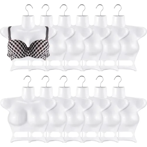 Suzile Maniquí femenino de 12 piezas, espalda hueca, apilable, forma de vestido, colgador de maniquí superior, torso para mujer, con ganchos