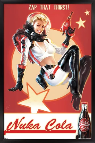 Miniatura 8 de Fallout 4 - Póster de pared de Nuka Cola - Zap That Thirst!, 22.4 pulgadas de largo x 14.7 pulgadas de ancho, versión enmarcada de madera de granero