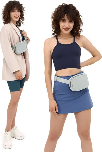 Miniatura 2 de ODODOS Minicangurera unisex con correa ajustable, para entrenamiento, correr, viajes o senderismo, gris claro3