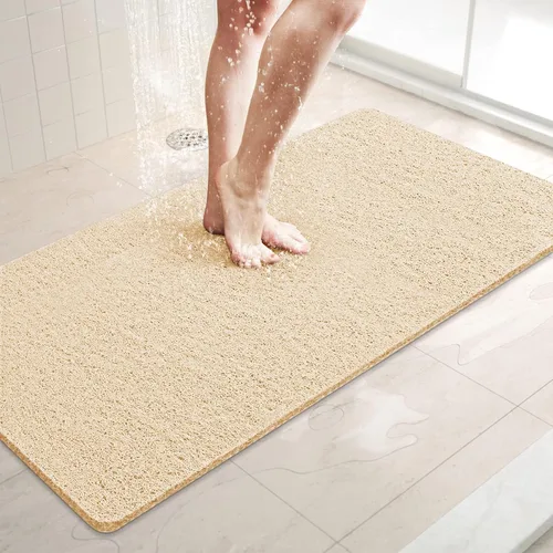 Miniatura 15 de LuxStep - Tapete de ducha, de 24 x 36 pulgadas, tapete de baño antideslizante con drenaje, tapete de baño de cloruro de polivinilo, de secado Gris