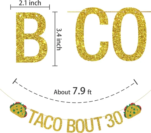 Miniatura 2 de Cartel de taco Bout 30, decoración de fiesta mexicana para fiesta de cumpleaños número 30 para hombres y mujeres, fiesta de cumpleaños 30