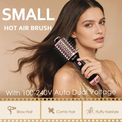 Miniatura 2 de Aleath Cepillo secador de pelo para viajes: regalos 2026 para mujeres - Pequeño cepillo de aire caliente con doble voltaje automático - Cepillo