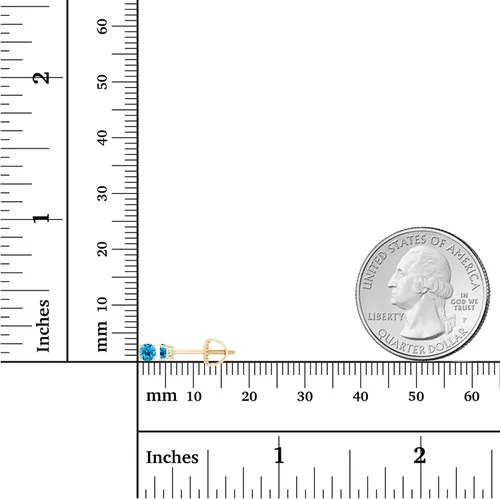 Miniatura 4 de Aretes de tuerca con rosca de oro macizo de 14 quilates, hipoalergénicos, redondos, con piedra natal auténtica, solitario, circonita