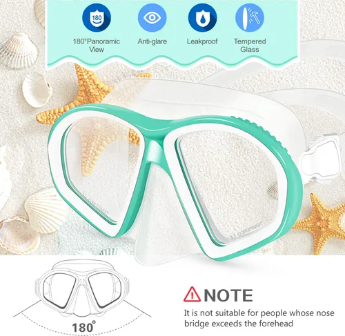 Miniatura 3 de Supertrip Kids Swim Goggles with Nose Cover for Ages 6-14, Tempered Glass Fabric Strap Swimming Snorkel Mask for Pool Beach B-lake Azul
