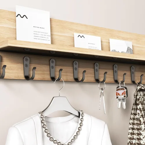 Miniatura 6 de BREYDROK 20 piezas de ganchos de pared de metal resistentes para abrigos, ganchos de un solo diente para colgar con 40 tornillos para toallas