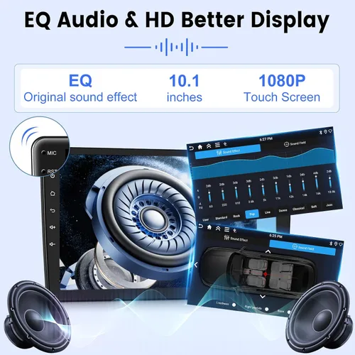 Miniatura 6 de [2G+64G] Estéreo de coche Android de doble DIN de 10.1 pulgadas, radio de pantalla táctil de 10 pulgadas con CarPlay inalámbrico y cableado/Android