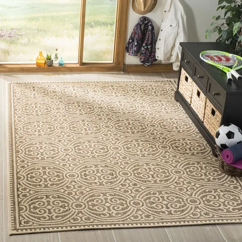 Miniatura 6 de SAFAVIEH Alfombra lavable para exteriores Linden Collection - 4 x 6 pies, aguamarina y crema, no desprende pelusa y fácil de limpiar, ideal