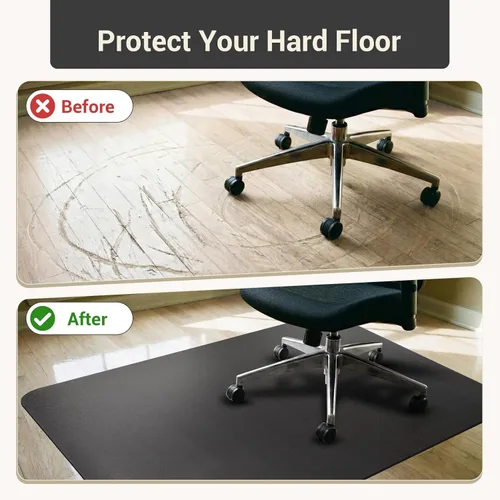 Miniatura 3 de Tapete para silla rodante de oficina para suelo de madera dura y azulejos, negro, antideslizante, no curvo, tapete para silla debajo del escritorio