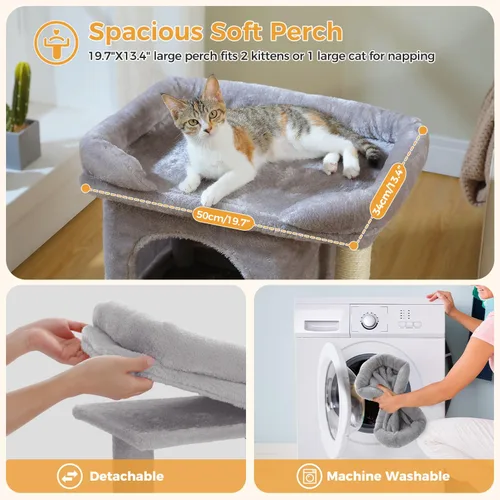 Miniatura 3 de PAWZ Road Árbol para gatos de interior, torre para gatos de 26 pulgadas con percha grande, condominio privado, condominio pequeño para gatos