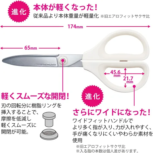 Miniatura 6 de Tijeras sin pegamento Kokuyo Saxa, blancas, hoja 3D, empuñadura simétrica para diestros y zurdos, con tapa de seguridad, importadas de Japón Blanco