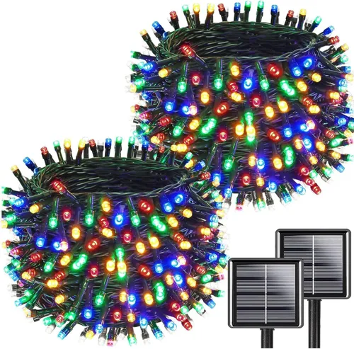 Miniatura 16 de Paquete de 200 luces solares de cadena de luces LED para exteriores, 66 pies, luces solares de Navidad para exteriores con 8 modos, IP65 impermeable
