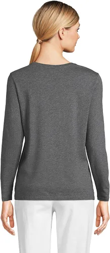Miniatura 2 de Lands' End Camiseta de manga larga, cuello redondo y holgada, de algodón Supima, para mujer