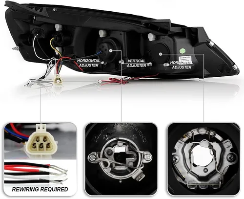 Miniatura 3 de ACANII - Focos delanteros con anillo de luz led en carcasa negra, para Pontiac G6 2005-2010 sin paquete CTF, lado izquierdo + derecho