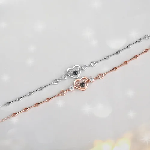 Miniatura 25 de Godchoices Pulsera de fotos personalizada, pulsera de proyección de fotos con imagen en el interior, collar con texto en inglés "I Love You