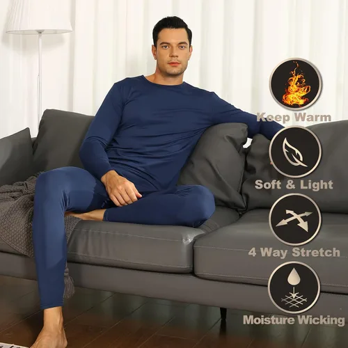 Miniatura 4 de ViCherub Thermal Underwear for Men Fleece Lined Long Johns Thermals Top and Bottom Set Base Layer for Cold Weather