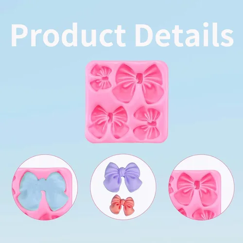 Miniatura 3 de 4 moldes de silicona para arcos para pasteles, cupcakes, chocolate, dulces, manualidades de azúcar y manualidades de resina, juego de moldes de lazo