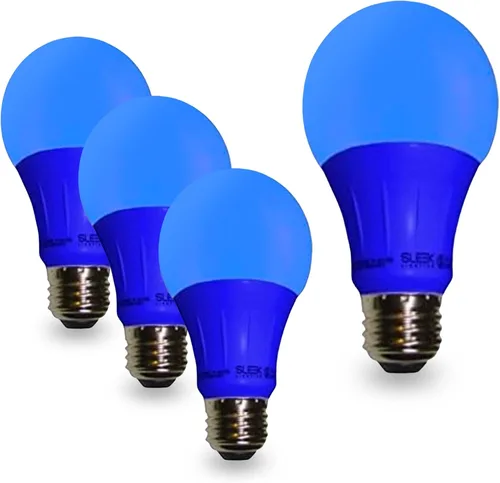 Bombilla LED azul, bombilla de base A19 E26, 120 voltios, ahorro de energía de 3 W, base media, bombilla LED con certificación UL, dura más de