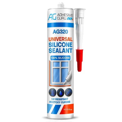 Adhesive Guru Sellador de Silicona Transparente Multiusos Impermeable 10.15 fl.oz (onzas líquidas), Masilla de Silicona 100%, Sellador Adhesivo