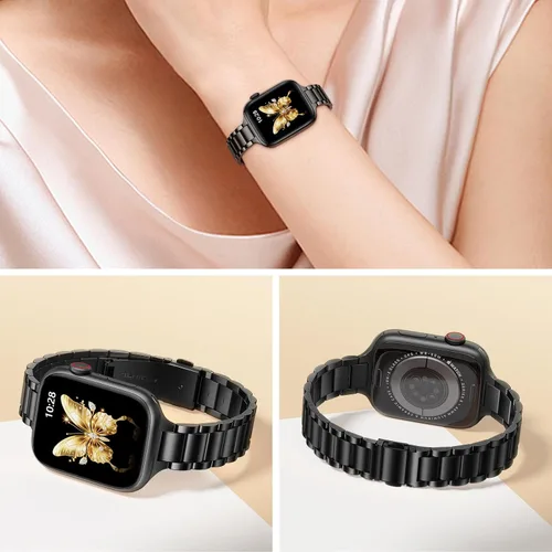 Miniatura 2 de WFEAGL Correas delgadas de metal compatibles con Apple Watch de 1.65, 1.57, 1.5, 1.46 pulgadas (Series 11 10) para mujeres, pulseras delgadas